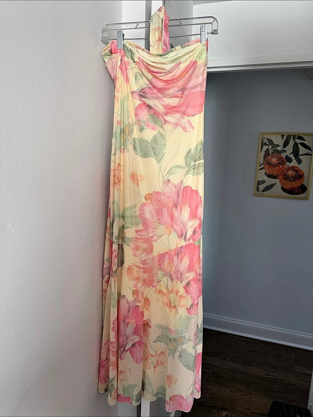 Floral Maxi Dress in Pink & Green Like New